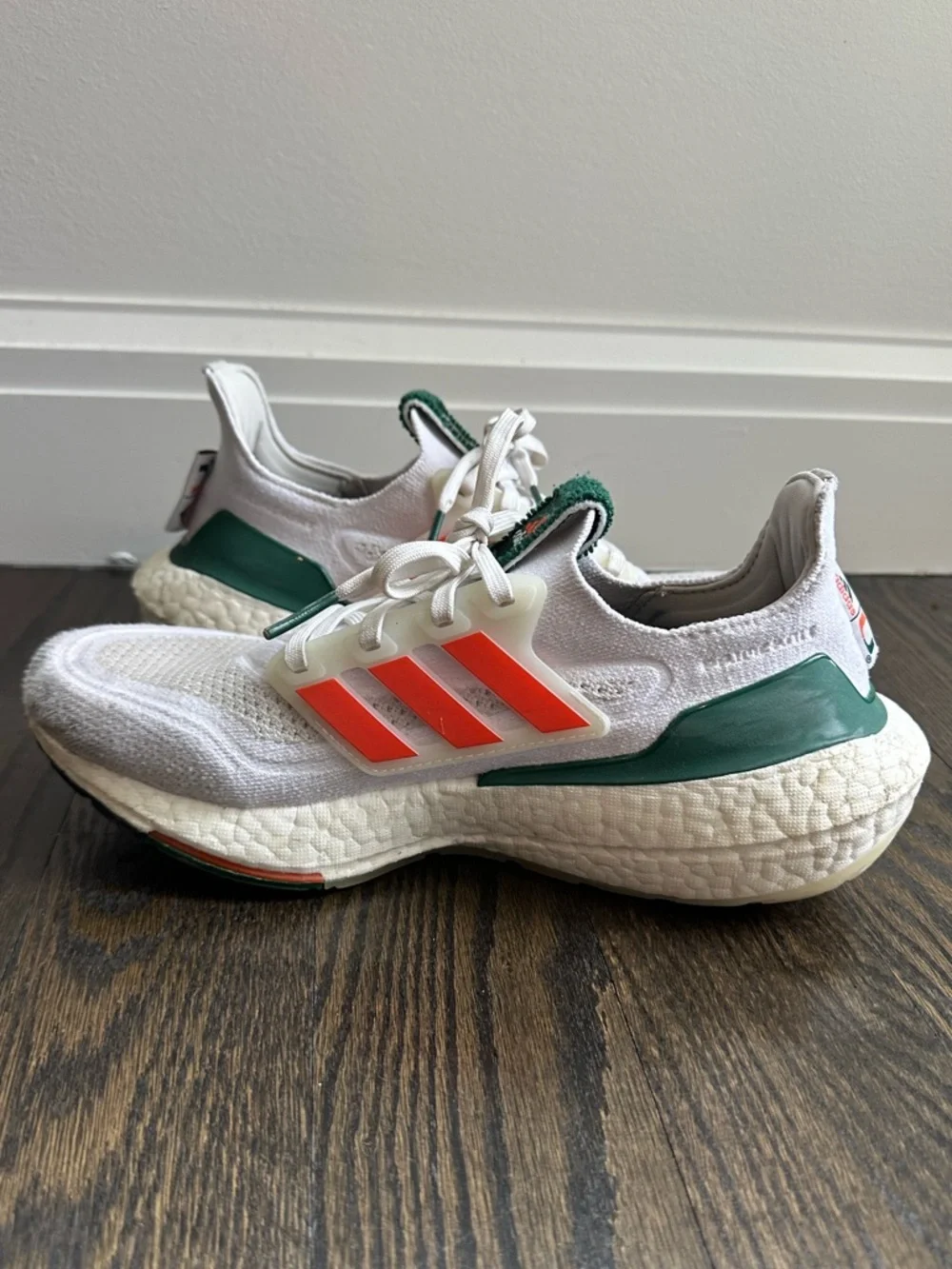 Adidas Ultraboost 21 NCAA pack University of Miami GX7966 Size 7